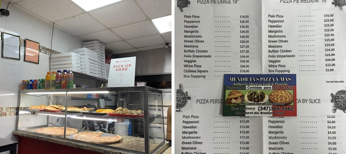 The Mendieta's Pizza Y Mas Menu