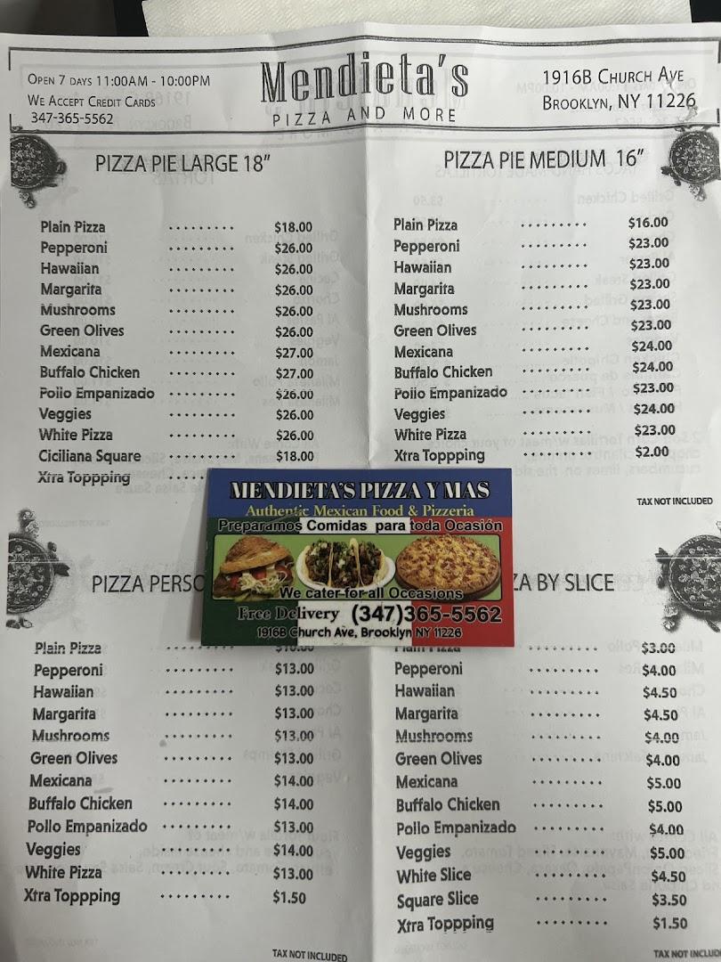 The Mendieta's Pizza Y Mas